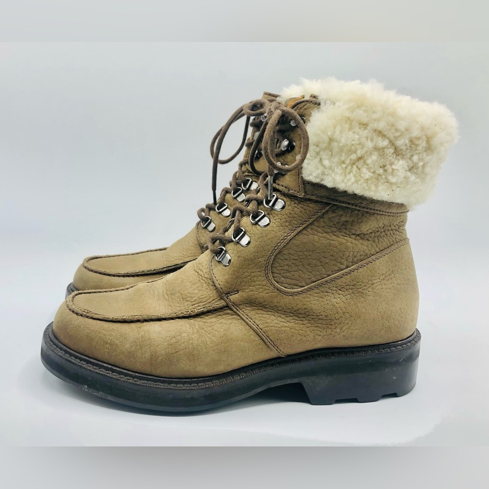 Cole Haan Shearling-Lined Leather Lace-Up Ankle Boots Women’s 7.5B Made in Brazi